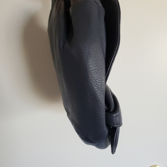 Vintage Tribeca Leather Crossbody Bag Blue Fold Over Snap Front - Picture 6 of 11